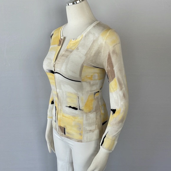 WHBM Abstract Design Zipper Cardigan Size Small - Picture 10 of 14